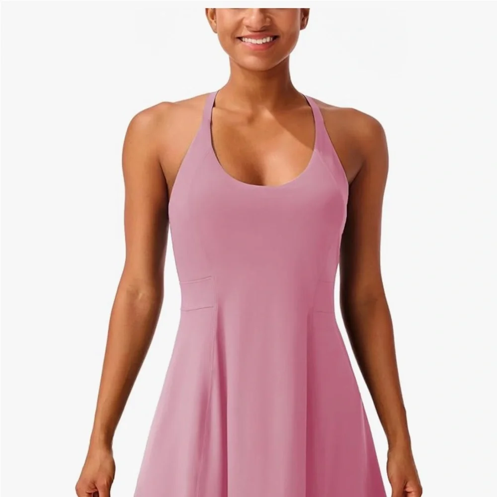 Persit Women’s U.S. XL Dusty Pink Halter Athletic Dress With Built in Shorts - Picture 5 of 10